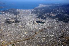 松山市内の航空写真です