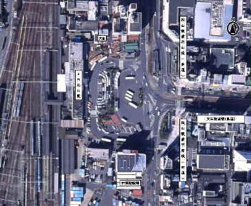 駅前広場の現況の航空写真