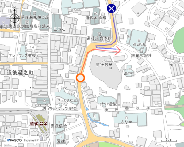 道後温泉駐車場の地図です