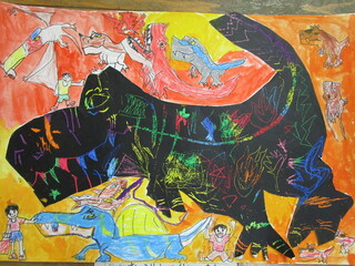 きょうりゅうのせかいにきたぼく