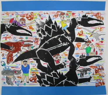 スピノサウルスとたんけんしてるよ