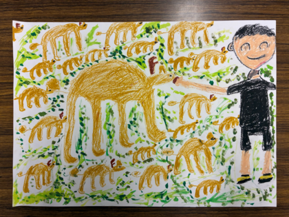 しかにえさやりをしたよ