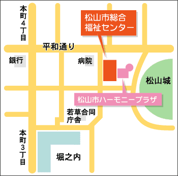 松山市総合福祉センターの地図です。