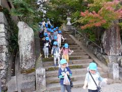 浄瑠璃寺を散策している幼児の写真