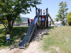 園外保育に出掛け公園で遊ぶ幼児の写真