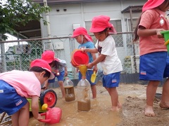 真砂土山で遊ぶ幼児の写真