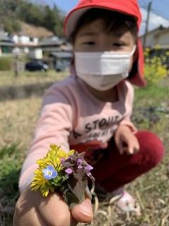 野原で遊ぶ様子