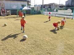 ボールで遊ぶ幼児の写真
