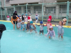 水遊びをする様子