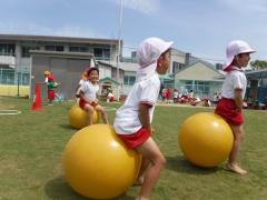 園庭で遊んでいる様子
