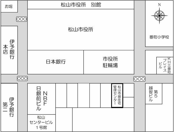 松山市営住宅管理センター位置図