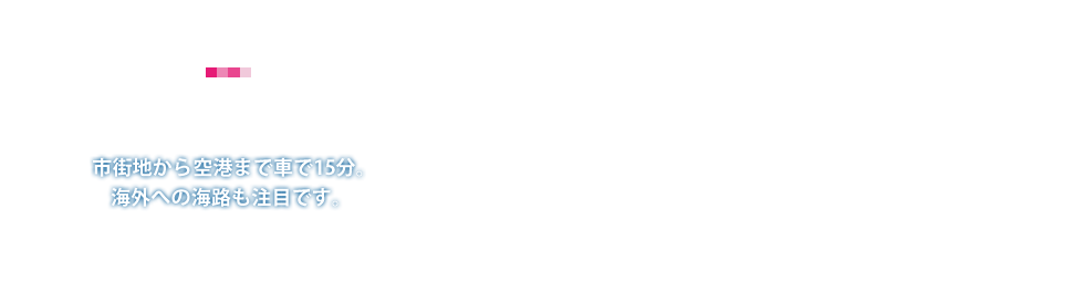 交通アクセス 市街地から空港まで車で15分。海外への海路も注目です。