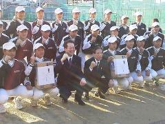 松山東高等学校野球部の皆さんと市長