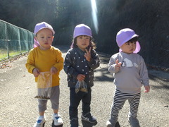 どんぐりを拾ったどもたちの様子