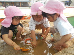どろんこ遊びをしているところ