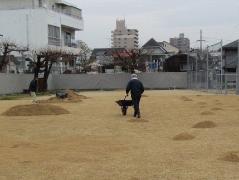 写真：目土作業の様子