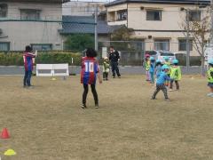 写真：グラウンドでサッカーをする園児たちの様子