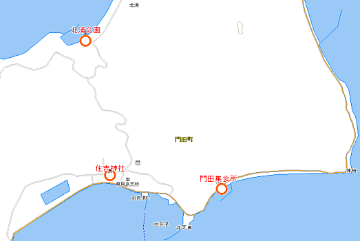 門田集会所・北浦公園・住吉神社付近図