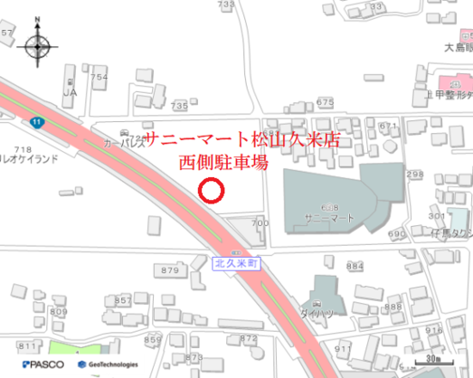 サニーマート松山久米店付近図