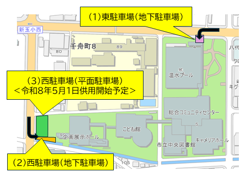 コミセン駐車場地図