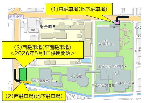コミセン駐車場地図